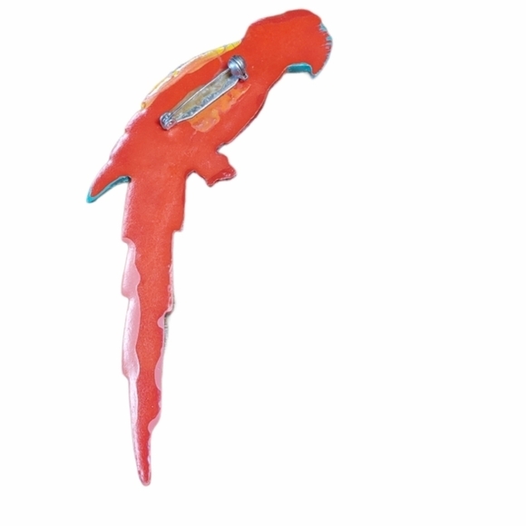 80's Tropical Macaw Brooch - Picture 3 of 4